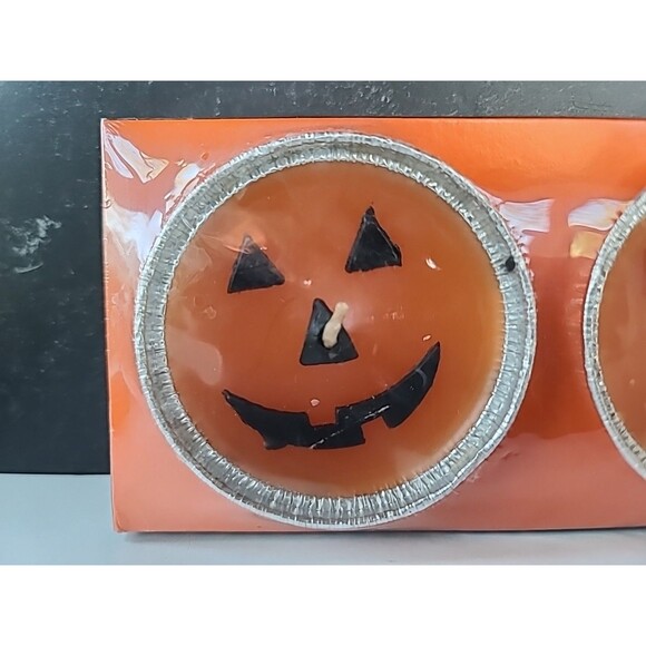 Spooky Hollow Pumpkin Lights Candle Set Of Three Vintage From 1995 - Picture 3 of 10